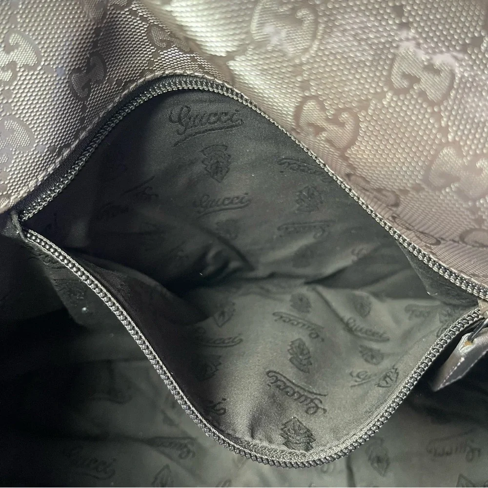 Gucci Imprime Coated Canvas Buckle Flap Messenger Bag - Metallic Gray - Preowned